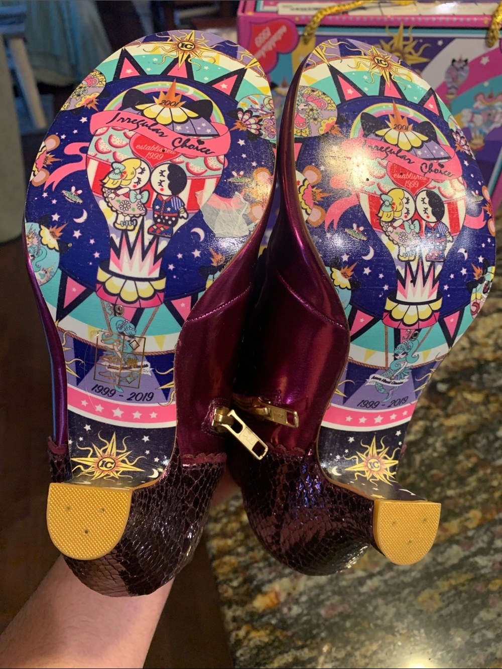 Irregular Choice Mariposa Ankle Boots in Metallic Pink/Purple - Picture 8 of 12